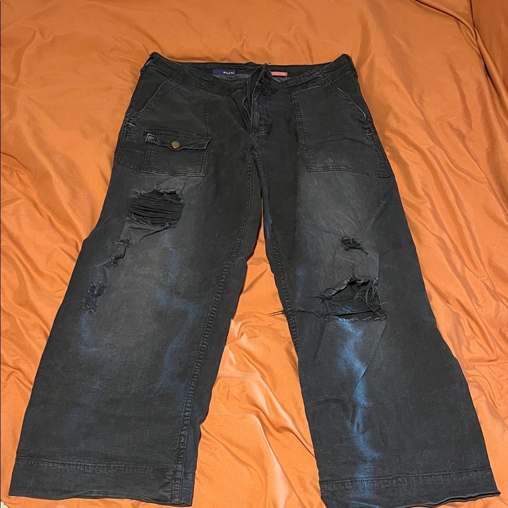 Anthropologie Black Distressed Pants